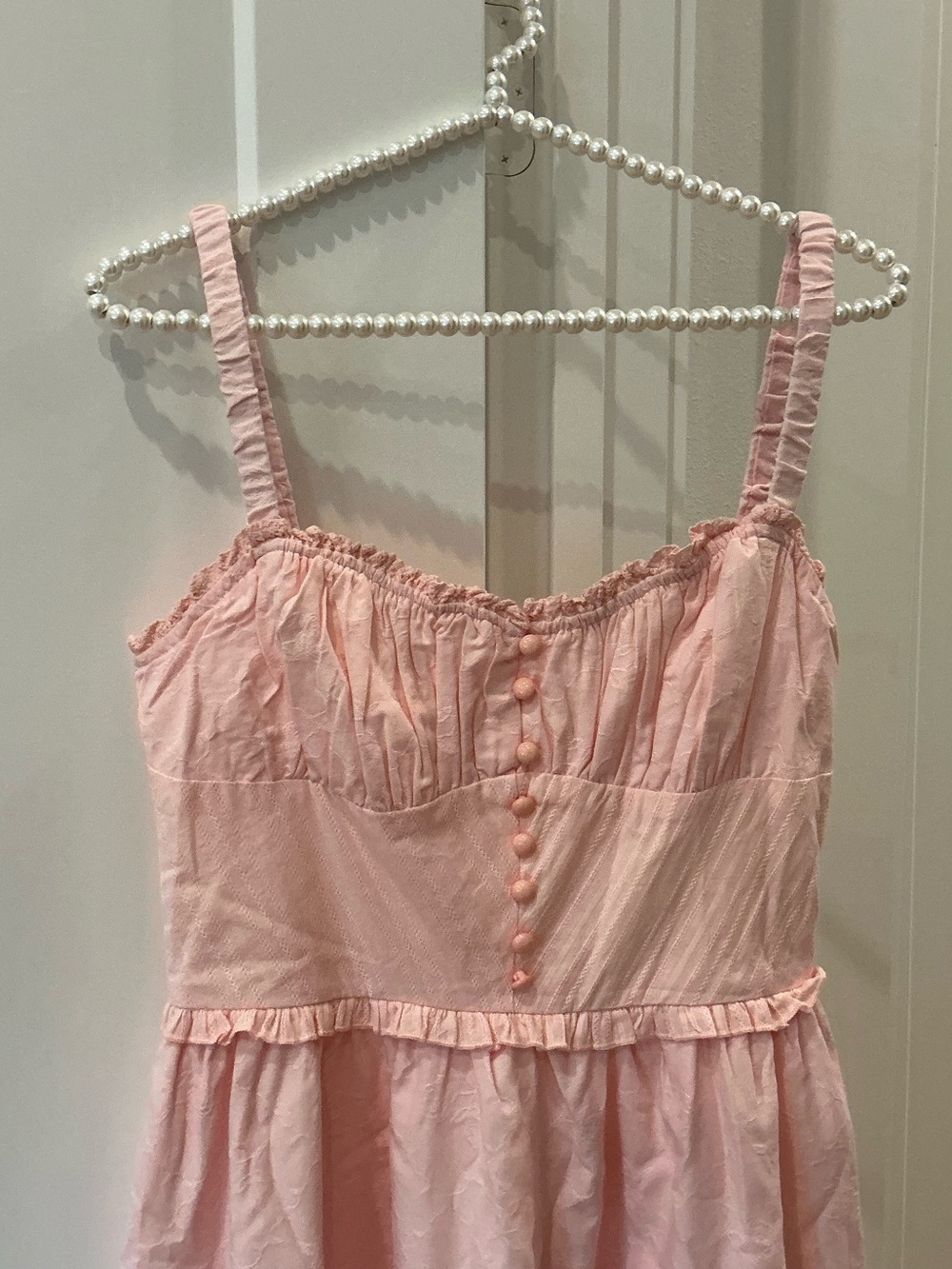 ๐ธ Commense Ruffle Hem Midi Dress Pale Pink Sundress Small ๐ธ - Picture 4 of 8